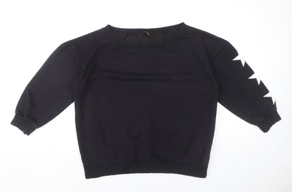Jenerique Womens Black Sweatshirt UK 14 Pullover Star Sleeve