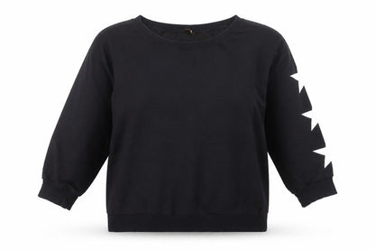 Jenerique Womens Black Sweatshirt UK 14 Pullover Star Sleeve