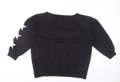 Jenerique Womens Black Sweatshirt UK 14 Pullover Star Sleeve