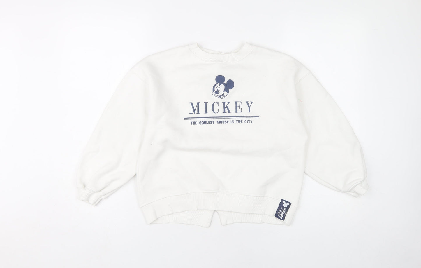 Zara Girls Disney Mickey White Pullover Sweatshirt 10 Years Cotton Blend