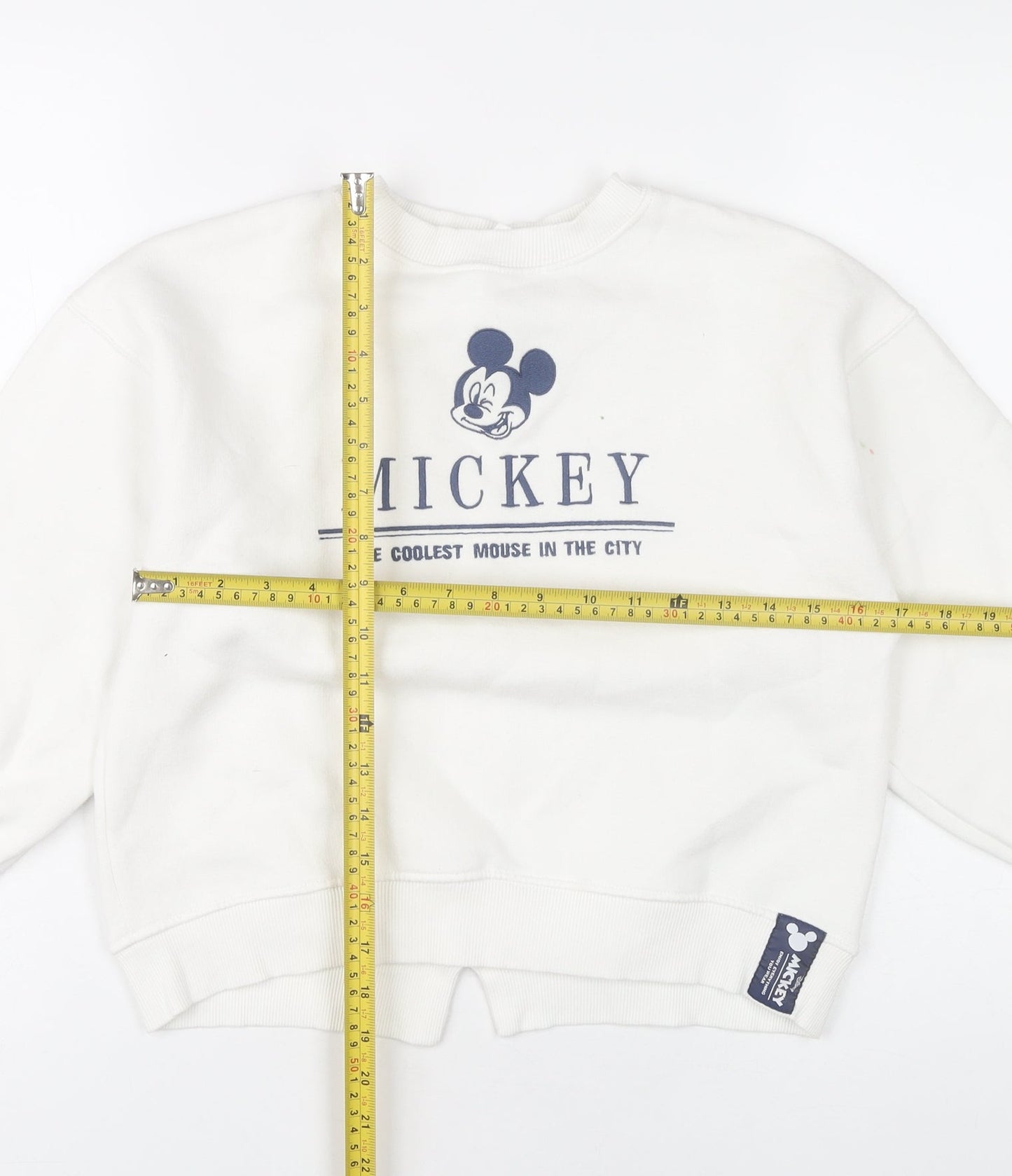 Zara Girls Disney Mickey White Pullover Sweatshirt 10 Years Cotton Blend