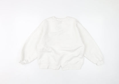 Zara Girls Disney Mickey White Pullover Sweatshirt 10 Years Cotton Blend