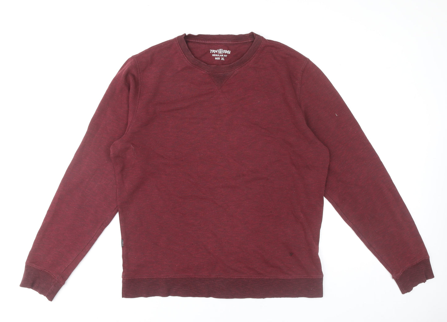 TRN 1961 Mens Red XL Crew Neck Pullover Sweatshirt Regular Fit