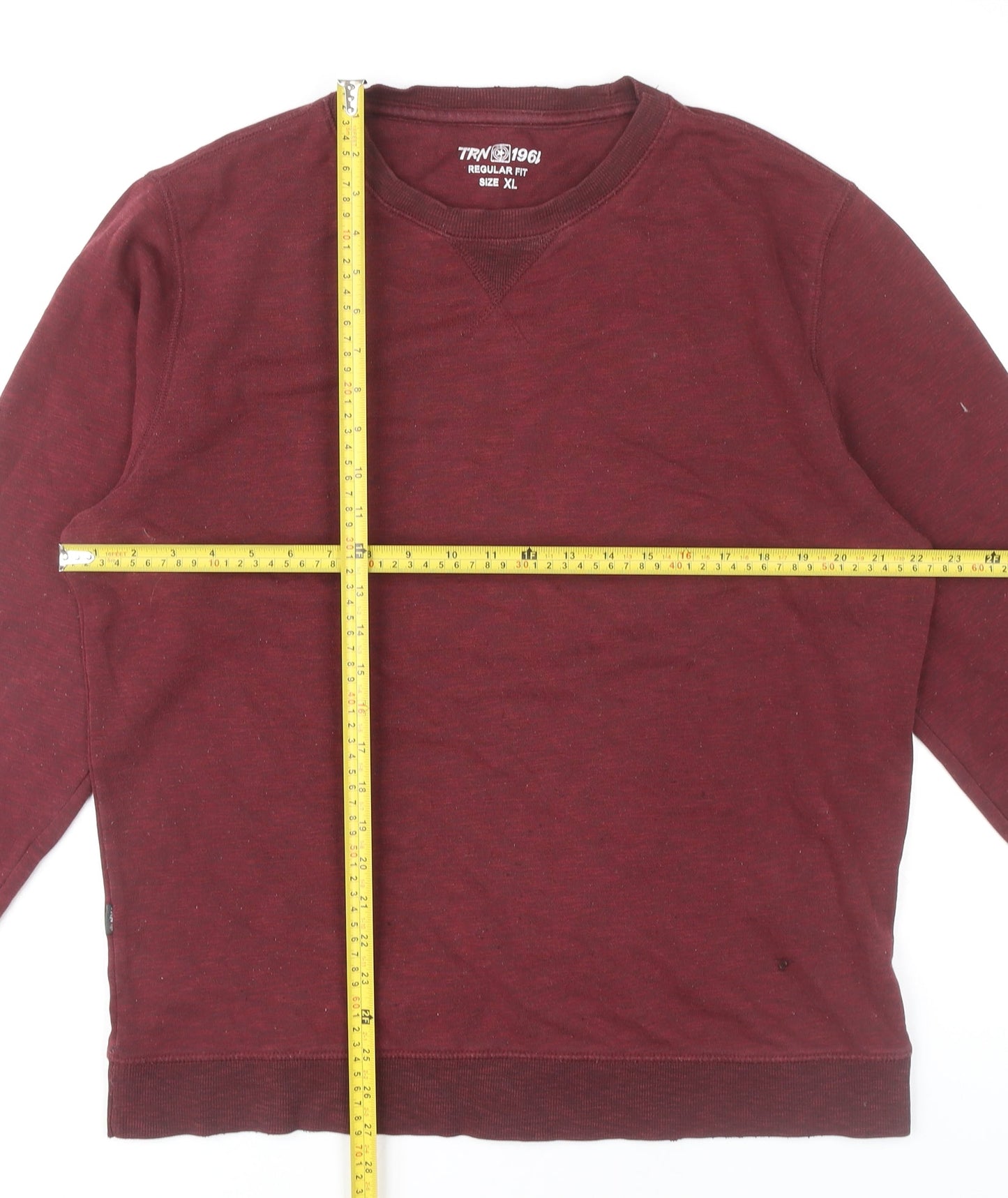 TRN 1961 Mens Red XL Crew Neck Pullover Sweatshirt Regular Fit