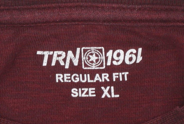 TRN 1961 Mens Red XL Crew Neck Pullover Sweatshirt Regular Fit