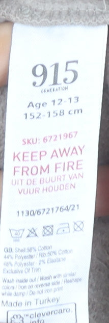 915 Generation Girls Beige Pullover Hoodie Age 12-13 Years Portland Print