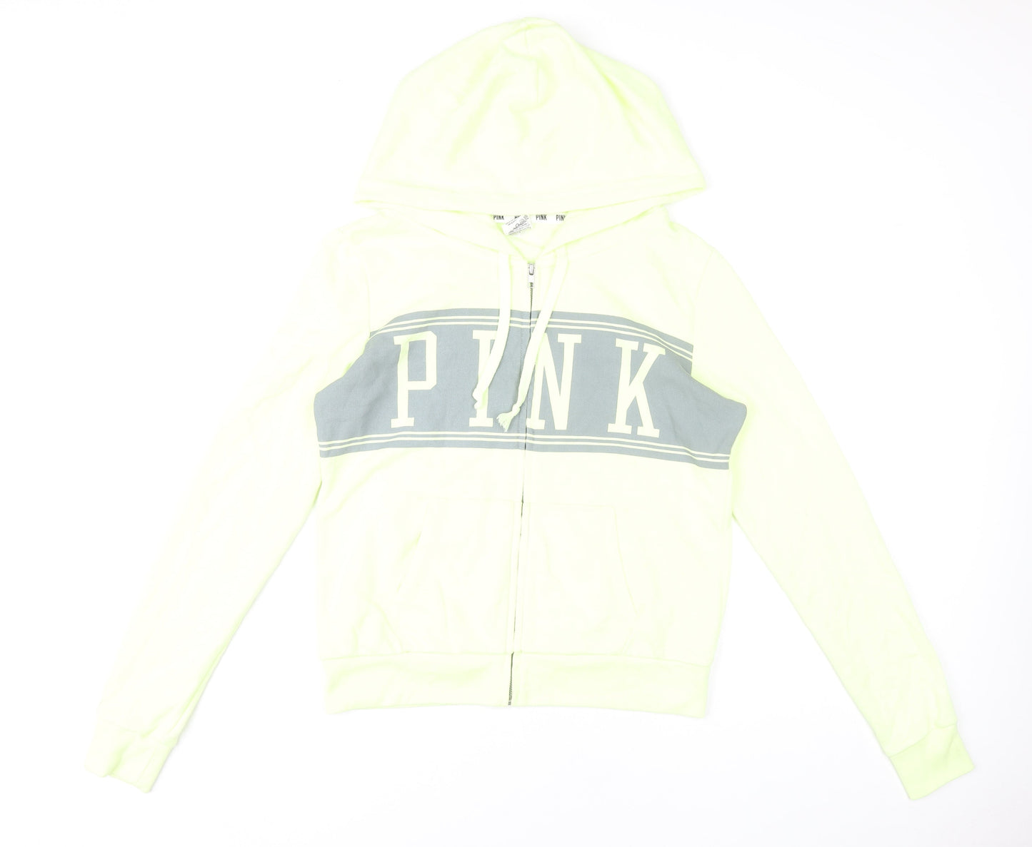 Victoria's Secret PINK Womens Yellow Hoodie Medium Full Zip Logo