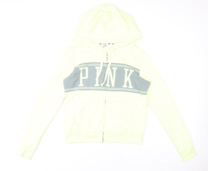 Victoria's Secret PINK Womens Yellow Hoodie Medium Full Zip Logo
