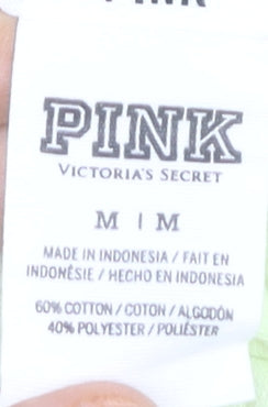 Victoria's Secret PINK Womens Yellow Hoodie Medium Full Zip Logo