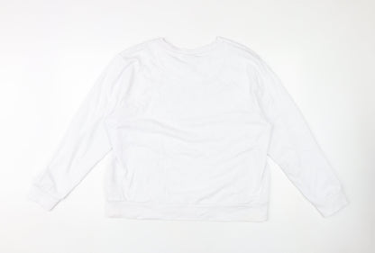 DKNY Womens White Pullover Logo Sweatshirt Size M