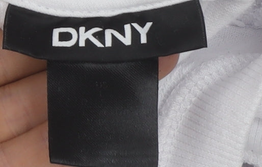 DKNY Womens White Pullover Logo Sweatshirt Size M