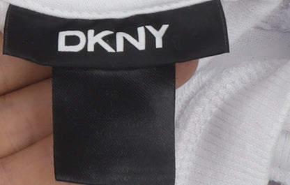 DKNY Womens White Pullover Logo Sweatshirt Size M