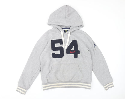 Superdry Womens Grey Pullover Hoodie UK 14 Logo College Style