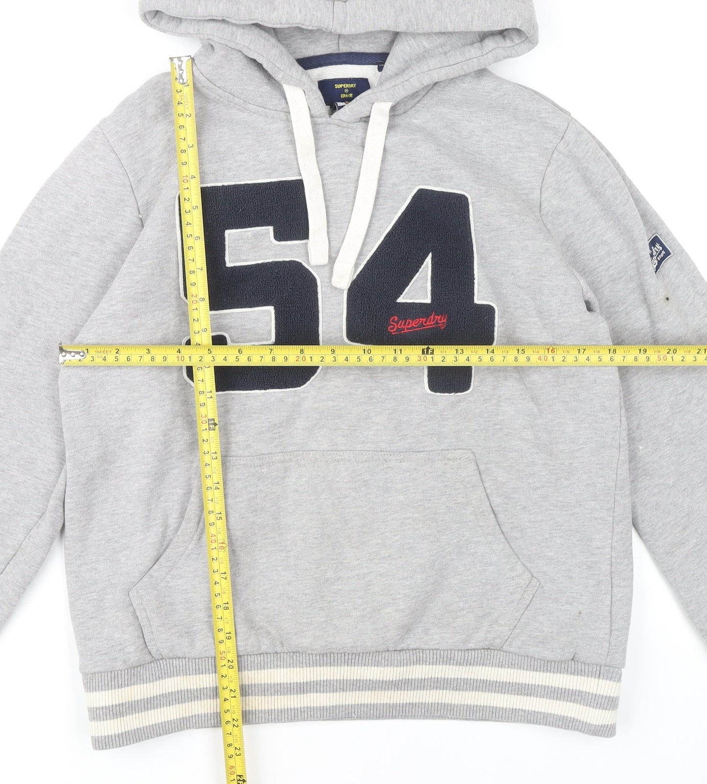 Superdry Womens Grey Pullover Hoodie UK 14 Logo College Style