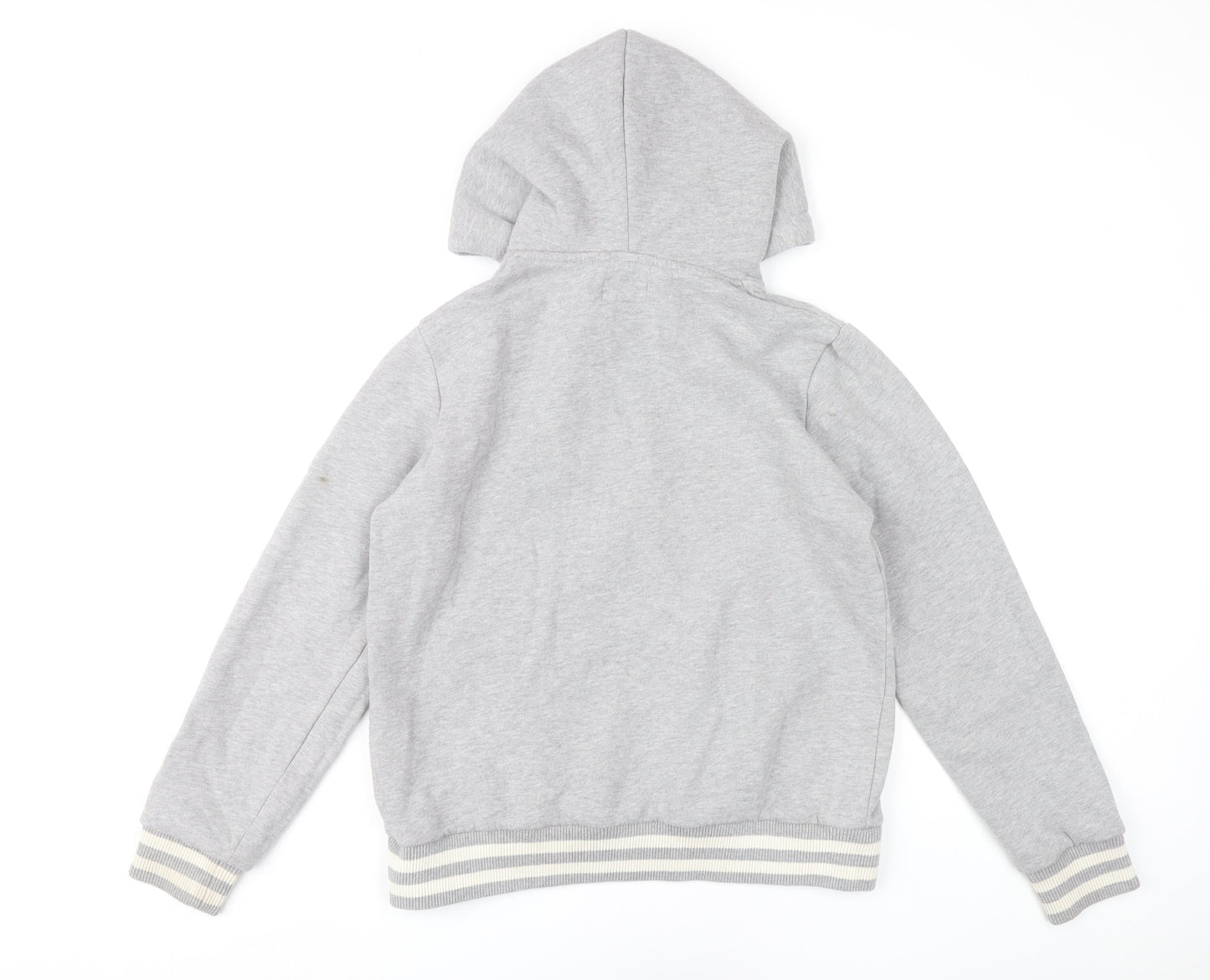 Superdry Womens Grey Pullover Hoodie UK 14 Logo College Style