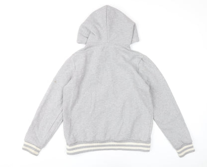 Superdry Womens Grey Pullover Hoodie UK 14 Logo College Style