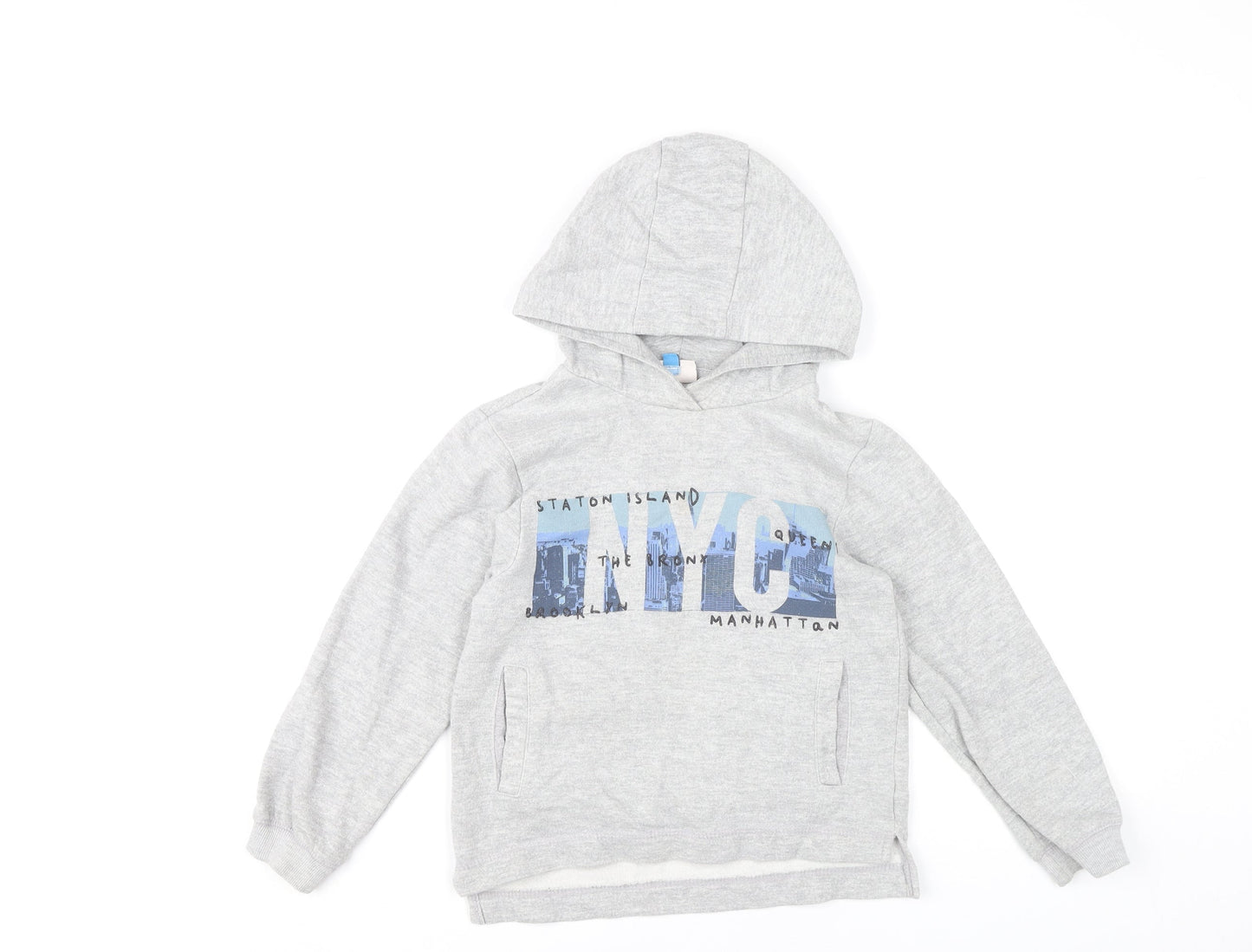 Hullabaloo Boys Grey Pullover Hoodie 7-8 Years NYC Graphic Print Casual