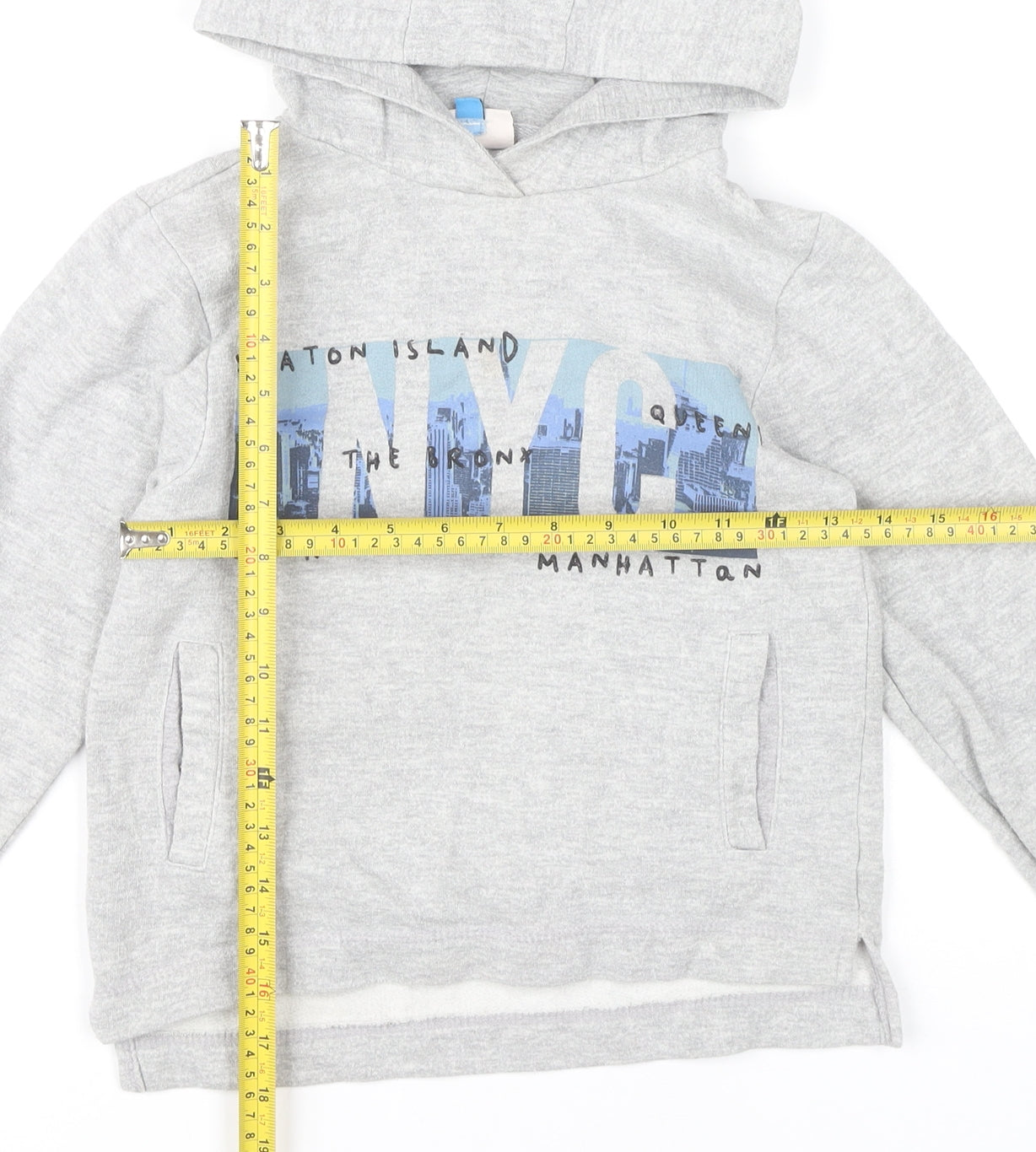 Hullabaloo Boys Grey Pullover Hoodie 7-8 Years NYC Graphic Print Casual
