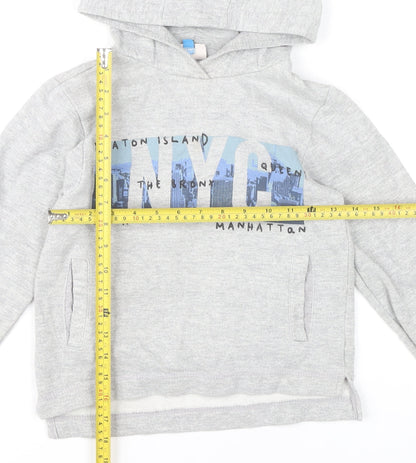 Hullabaloo Boys Grey Pullover Hoodie 7-8 Years NYC Graphic Print Casual