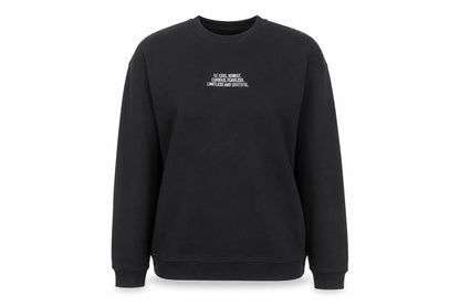 Front view of Nobody's Child women’s black small sweatshirt organic cotton blend