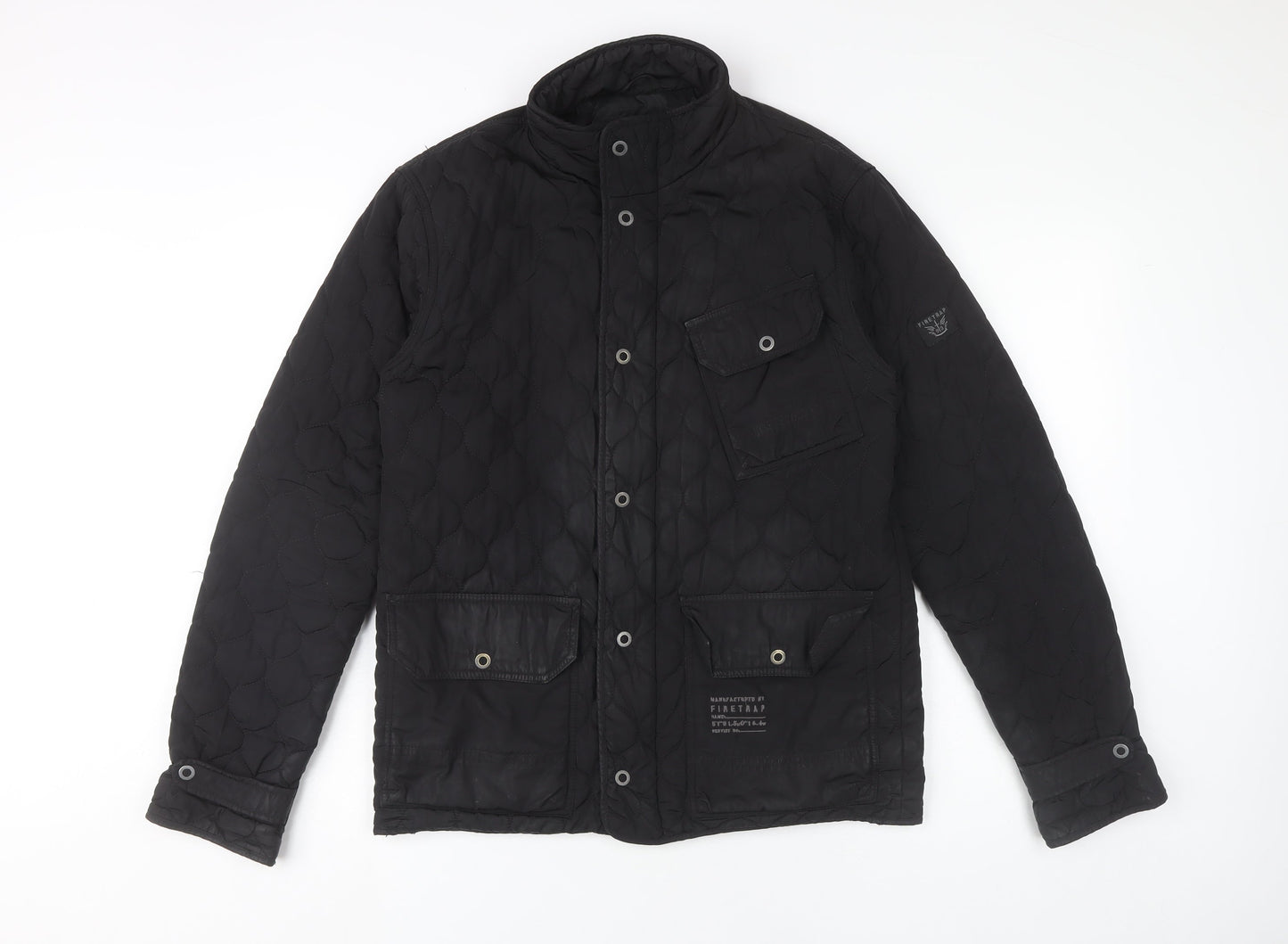 Mens UK Size M Firetrap Black Quilted Coat