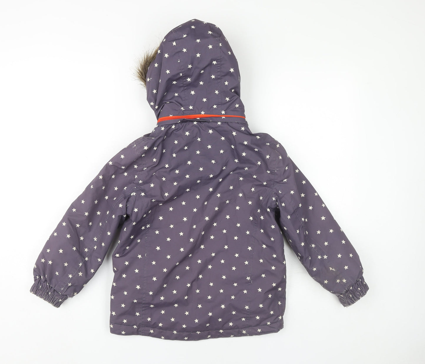 Boden Girls Purple Star Print Parka Coat 6-7 Years Winter Hooded