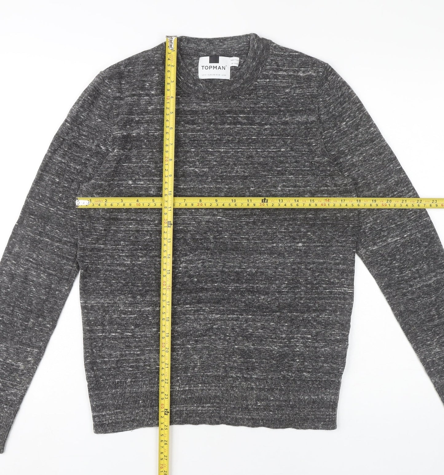 Topman Mens Grey XS Crew Neck Knit Pullover Jumper