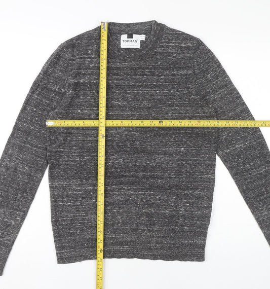 Topman Mens Grey XS Crew Neck Knit Pullover Jumper