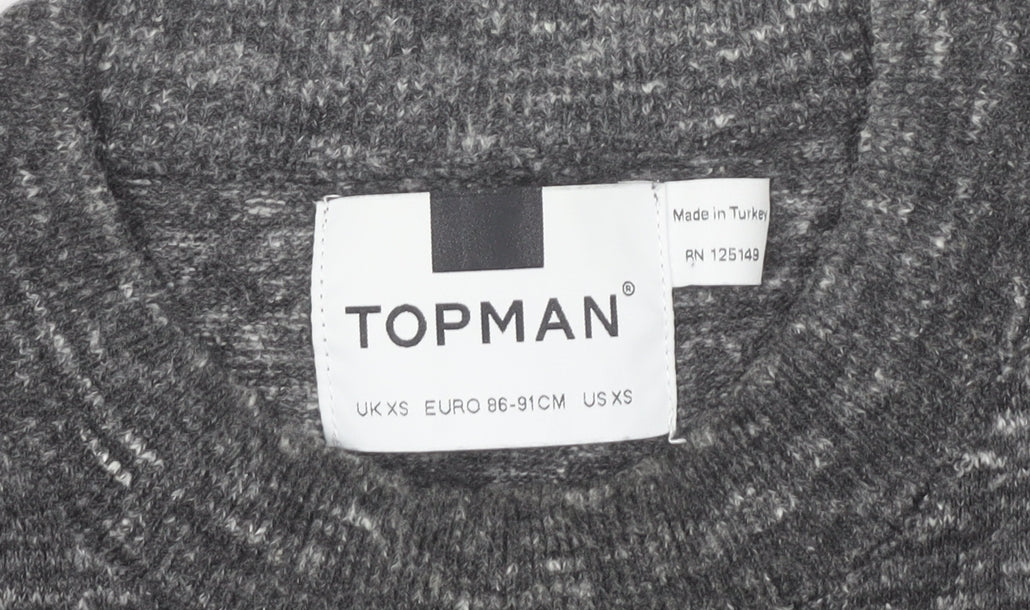 Topman Mens Grey XS Crew Neck Knit Pullover Jumper