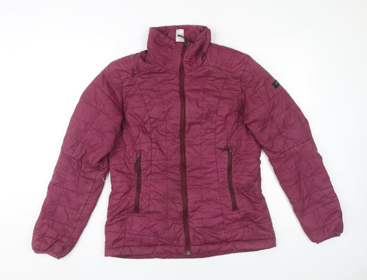 Decathlon Womens Purple M Puffer Jacket Lightweight Quilted Mid Length