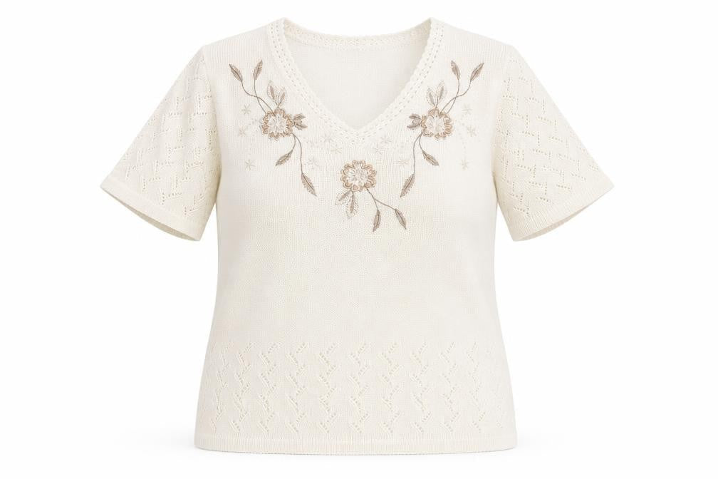 Womens UK Size 14 Damart Ivory Basic T-Shirt