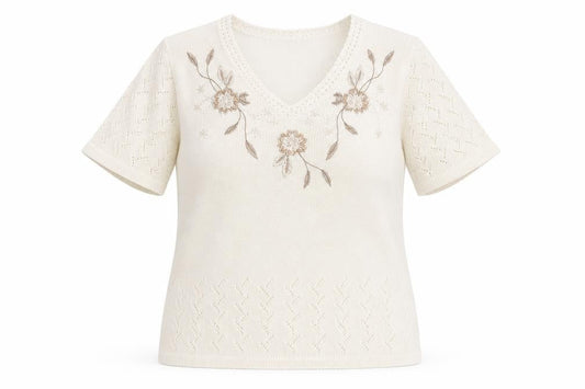 Womens UK Size 14 Damart Ivory Basic T-Shirt