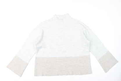 Very Womens Grey Beige Mock Neck Pullover Jumper Size 14