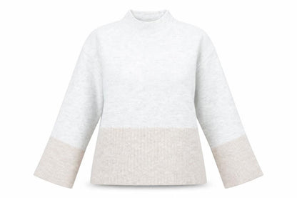 Very Womens Grey Beige Mock Neck Pullover Jumper Size 14