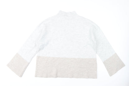 Very Womens Grey Beige Mock Neck Pullover Jumper Size 14