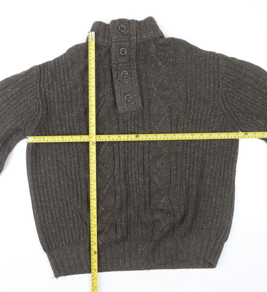Next Men’s Brown 2XL Cable Knit Pullover Jumper High Neck