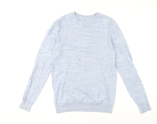 H&M Women Blue Cotton Pullover Jumper Size S Crew Neck Knitwear