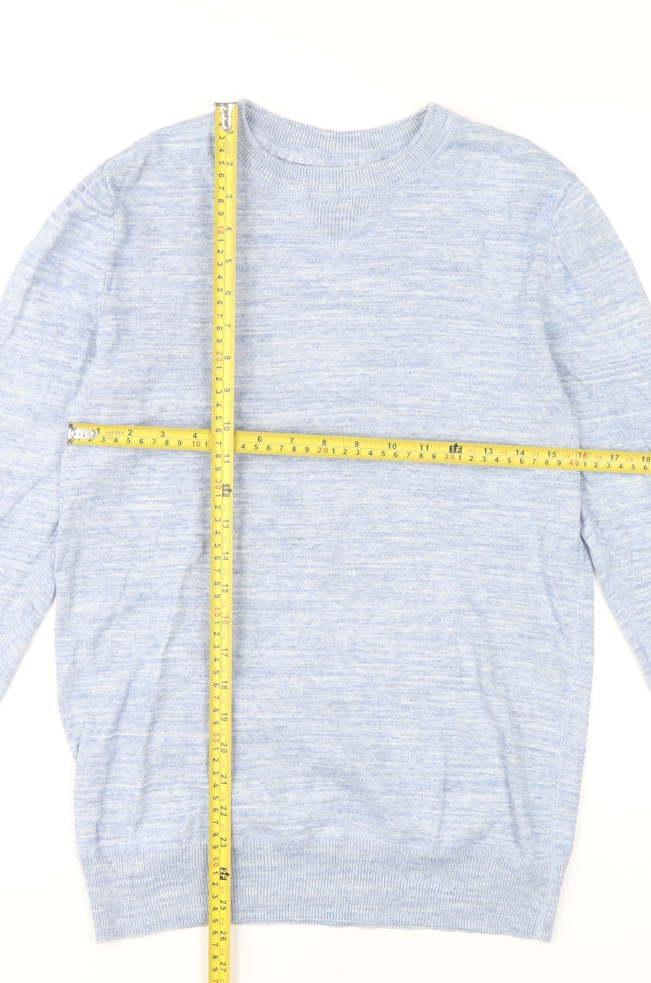 H&M Women Blue Cotton Pullover Jumper Size S Crew Neck Knitwear