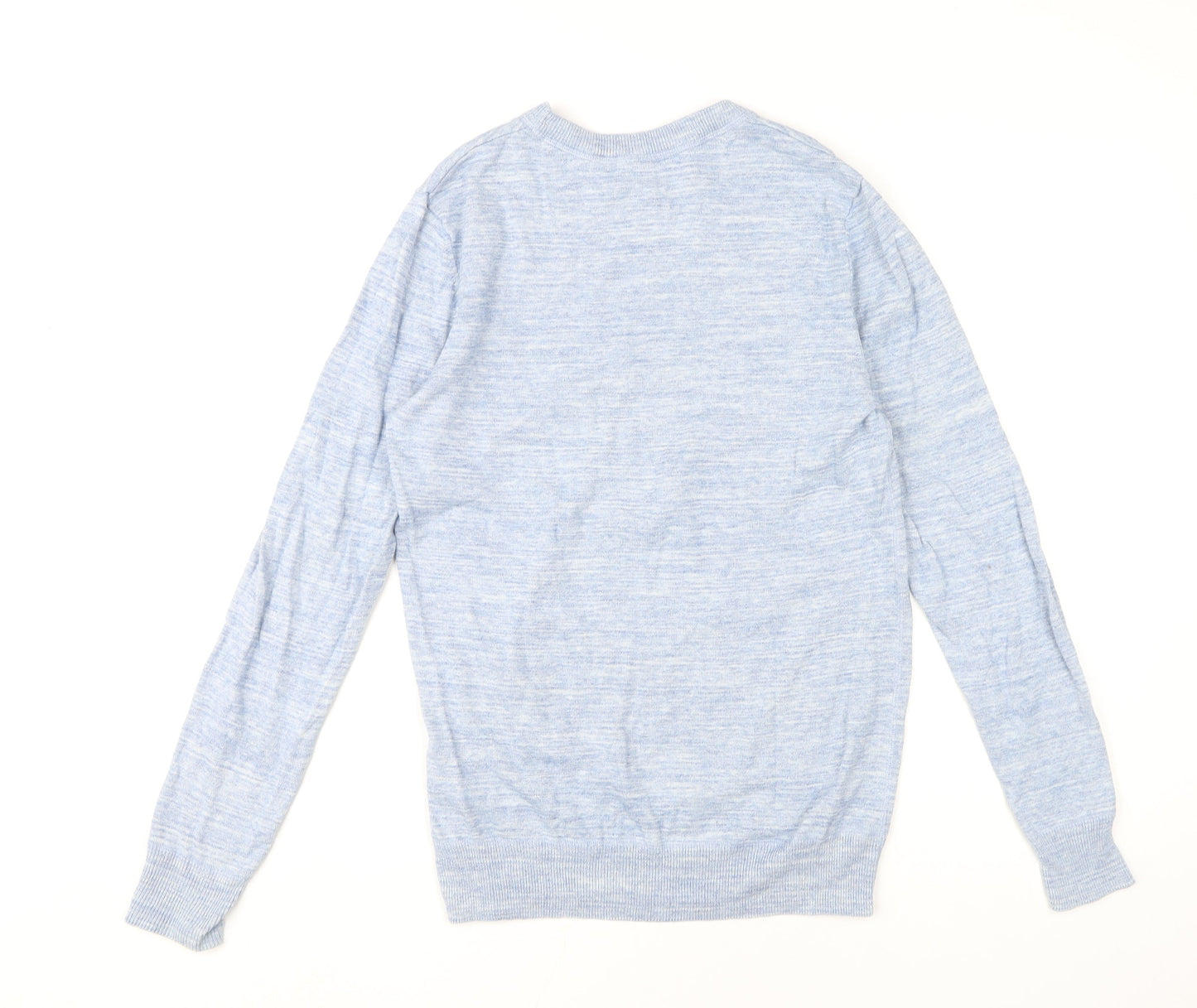 H&M Women Blue Cotton Pullover Jumper Size S Crew Neck Knitwear