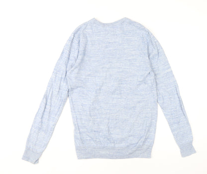 H&M Women Blue Cotton Pullover Jumper Size S Crew Neck Knitwear