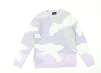 ASOS DESIGN Womens XS Multicoloured Camouflage Crew Neck Pullover Jumper