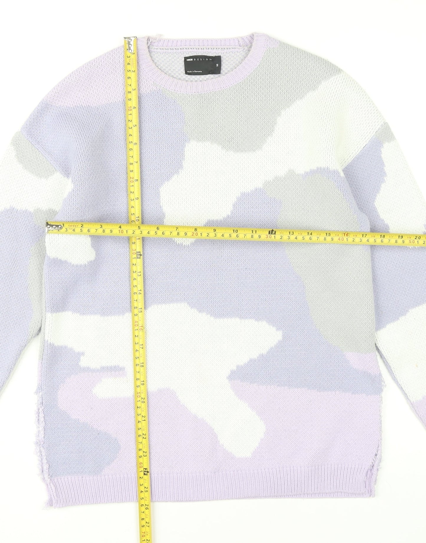 ASOS DESIGN Womens XS Multicoloured Camouflage Crew Neck Pullover Jumper