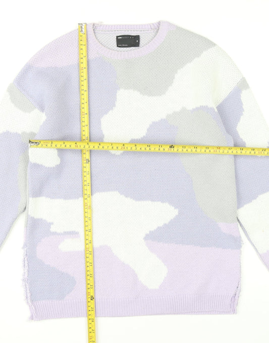 ASOS DESIGN Womens XS Multicoloured Camouflage Crew Neck Pullover Jumper