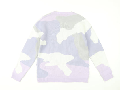 ASOS DESIGN Womens XS Multicoloured Camouflage Crew Neck Pullover Jumper