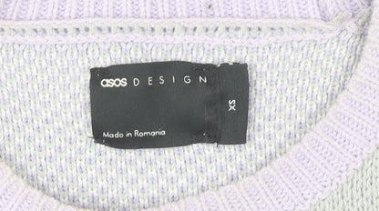 ASOS DESIGN Womens XS Multicoloured Camouflage Crew Neck Pullover Jumper