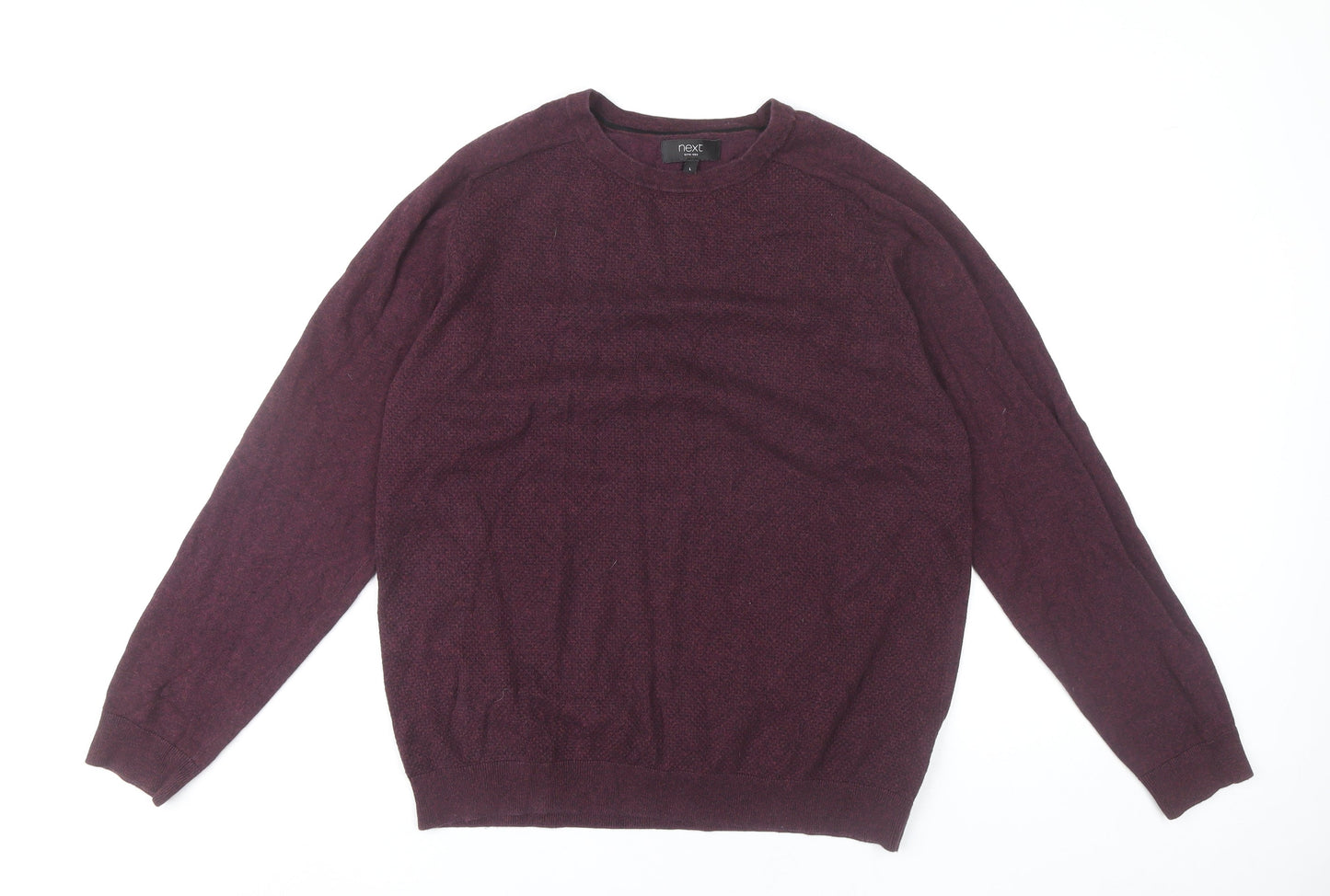 Next Men’s Purple Cotton Blend Jumper L Crew Neck Long Sleeve