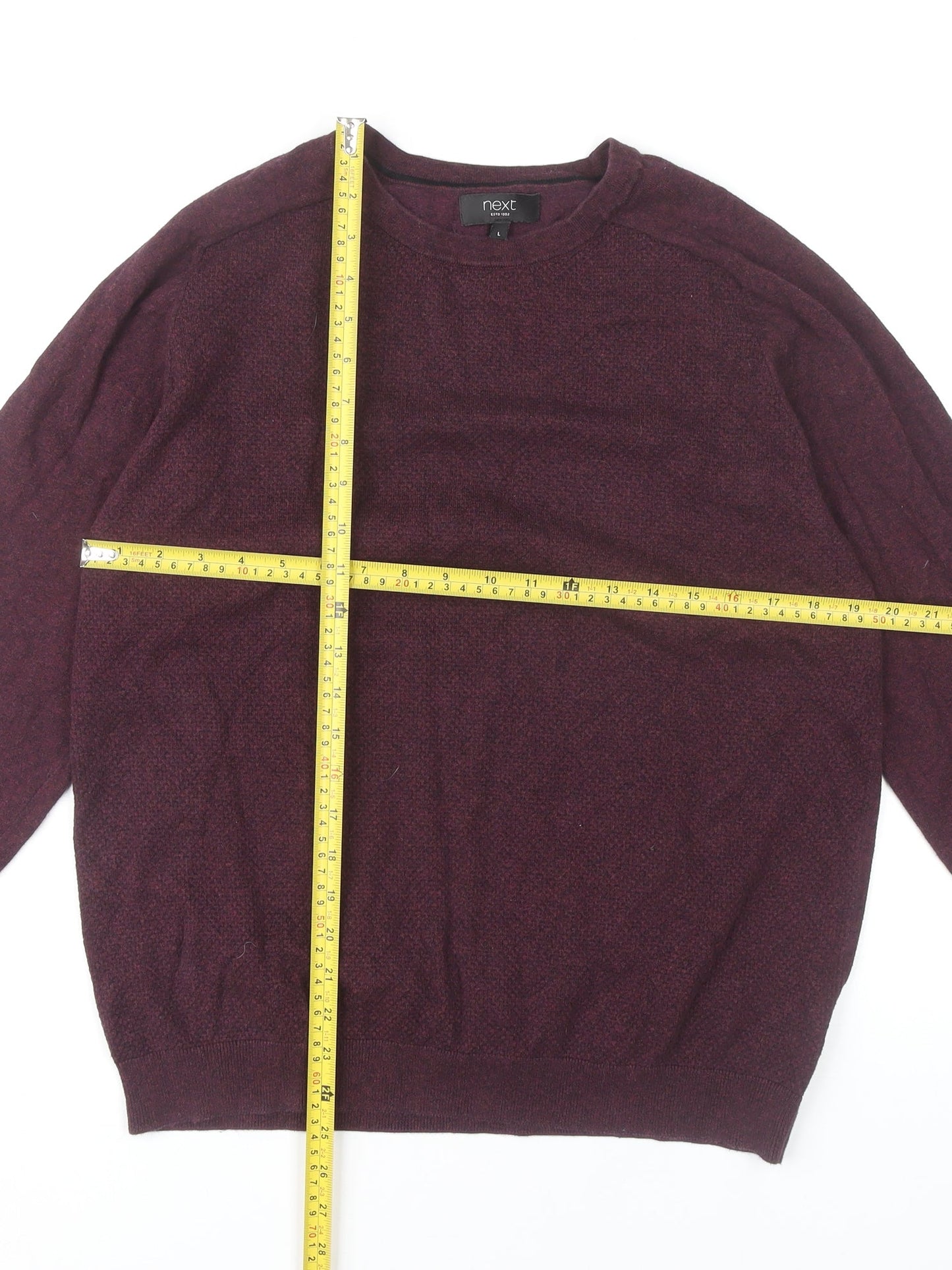 Next Men’s Purple Cotton Blend Jumper L Crew Neck Long Sleeve
