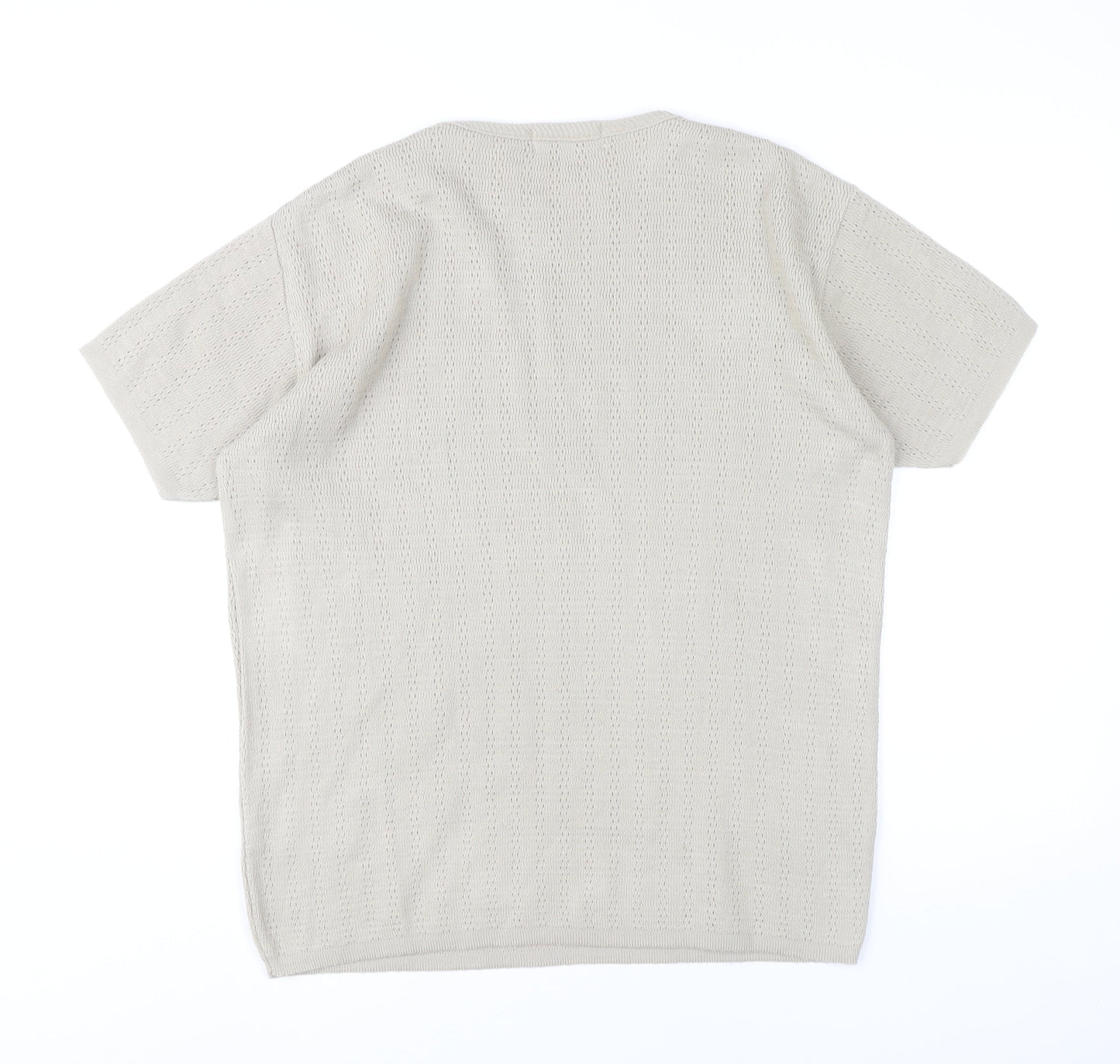 Petroleum Men’s Beige Knit Pullover Jumper M Crew Neck Short Sleeve