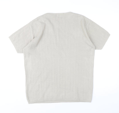 Petroleum Men’s Beige Knit Pullover Jumper M Crew Neck Short Sleeve