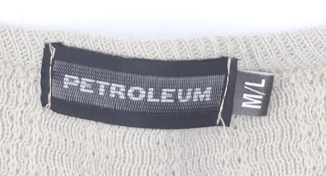Petroleum Men’s Beige Knit Pullover Jumper M Crew Neck Short Sleeve